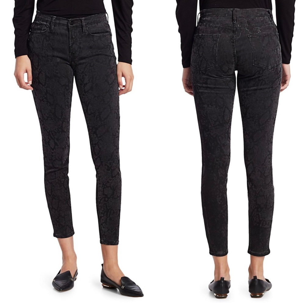 NWT Frame Denim Le Skinny de Jeanne Mid-Rise Crop Python Print Jeans (Size 25)